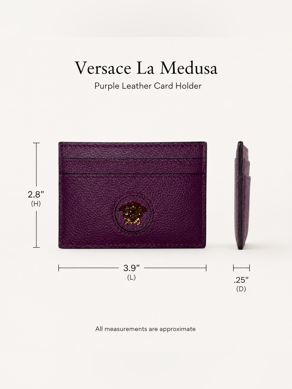 Versace La Medusa Purple Leather Card Holder All Inclusive NWT - Picture 6 of 10